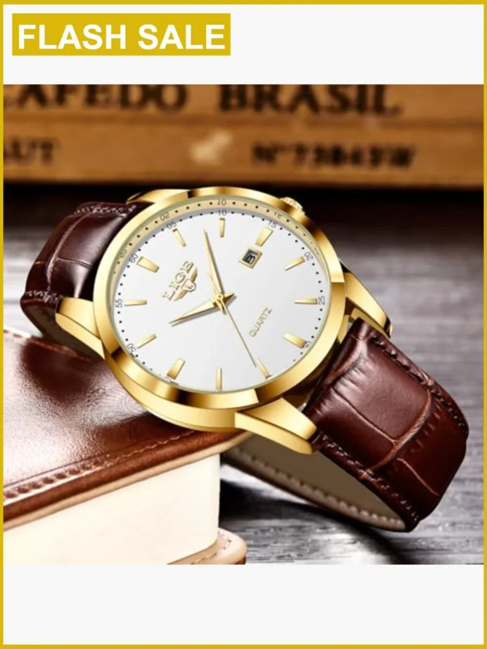 Men's Vintage Chronograph Quartz Wrist Watch Luminous Date Display Leather